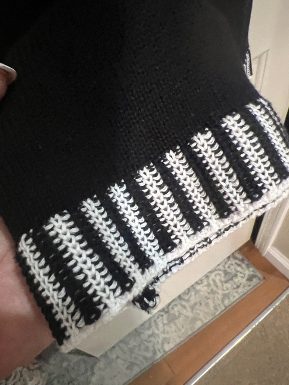 Miss Sparkling Black Short-Sleeve Knit Top with White Trim - Picture 7 of 8
